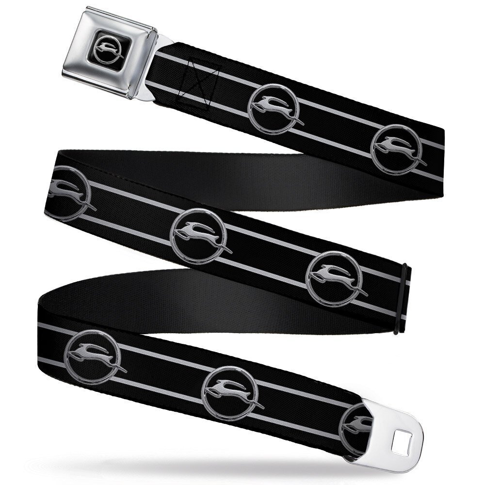 5561 Seatbelt Belt - 1962 Chevrolet Impala Deer Emblem/Stripe Black/Silver